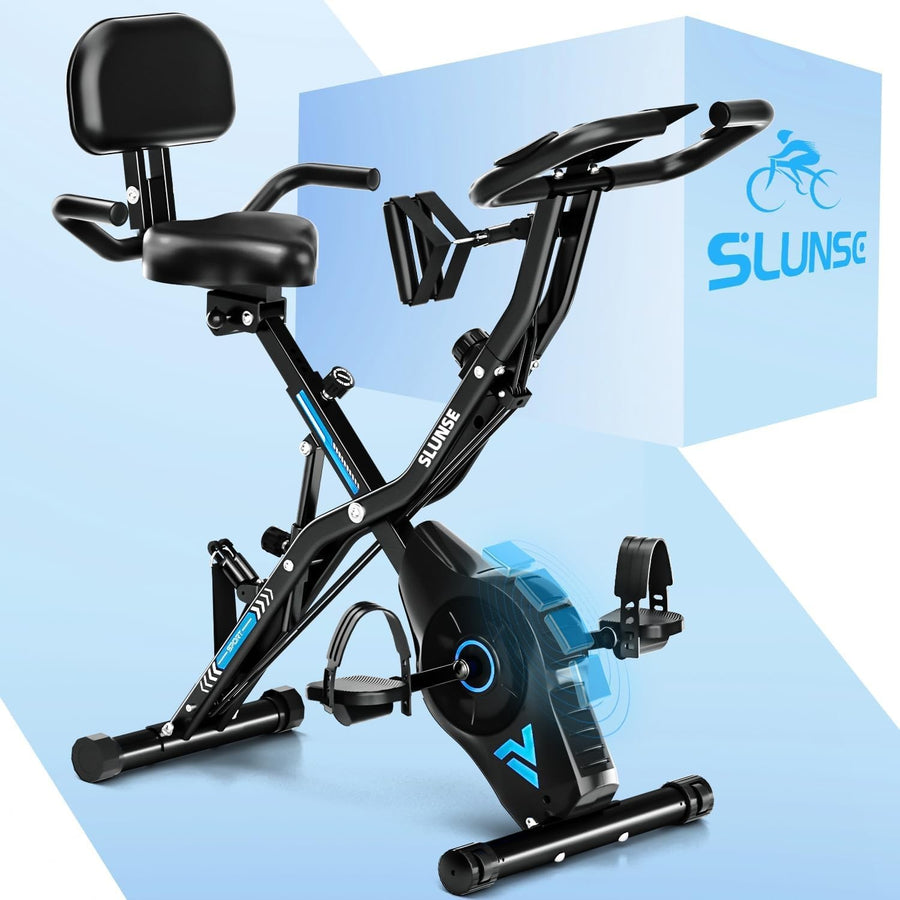 5-in-1 Folding Magnetic Exercise Bike w/ 16 Levels, LCD Monitor & 350lb Capacity