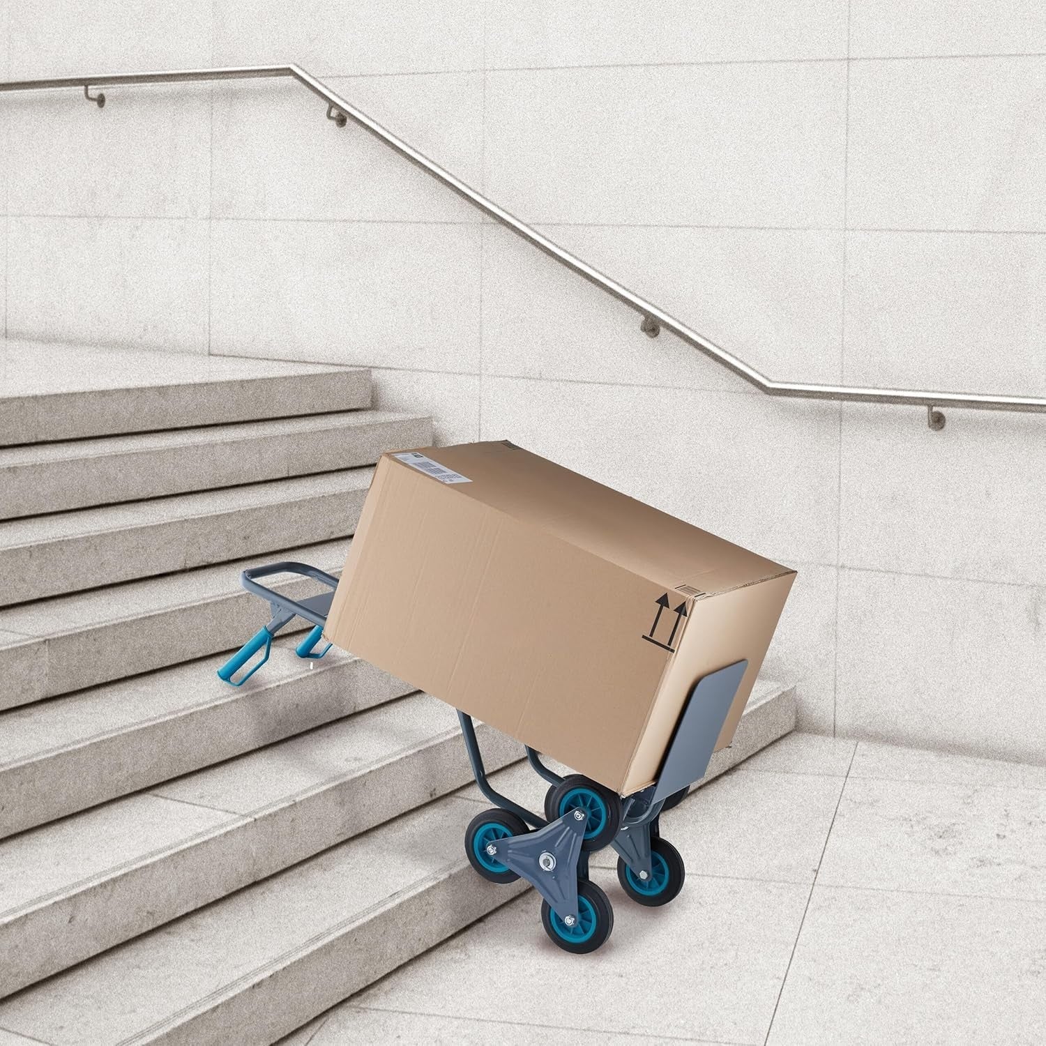Relaxdays Stair Climber Hand Truck 200kg Folding Trolley 6-Wheel Solid Tyres