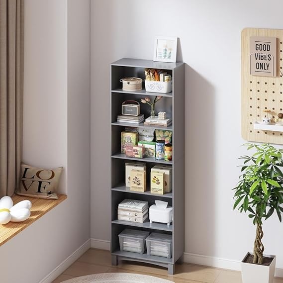 5/6 Tier Wooden Bookcase Tall Storage Shelving Unit for Home Office Display
