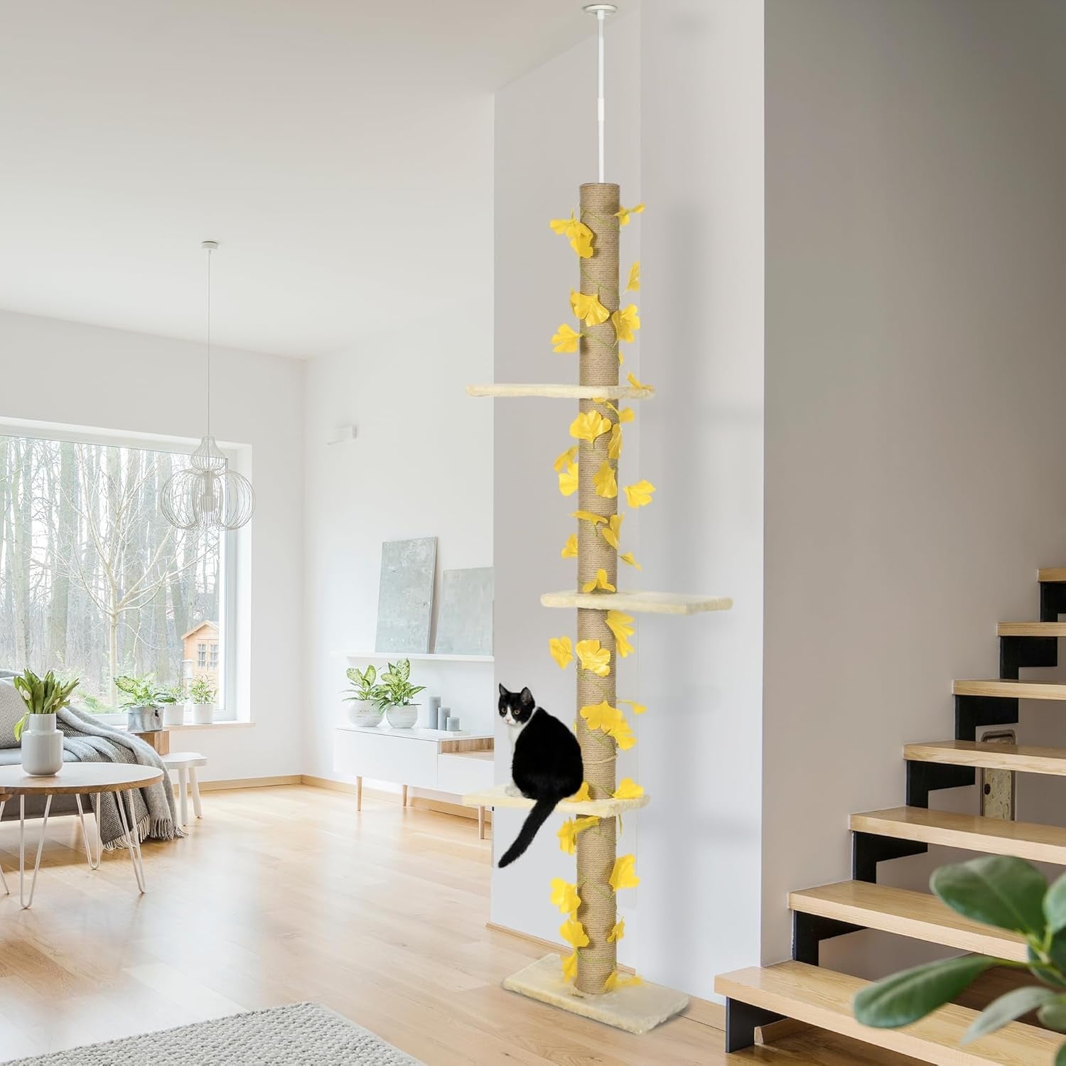 Floor to Ceiling Cat Tree 242cm Adjustable Climbing Tower Scratch Post