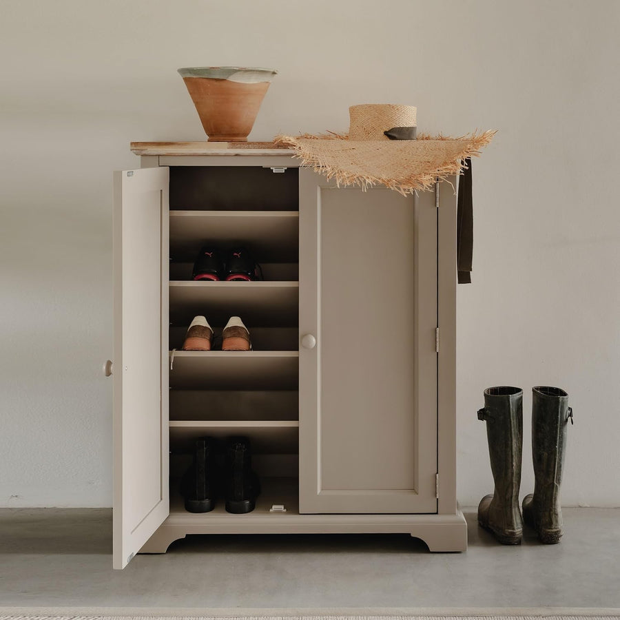 Truffle Wooden Shoe Cabinet with Adjustable Shelves & Airflow Doors