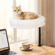 360° Rotating Cat Desk Bed Adjustable Clamp Hammock Perch White