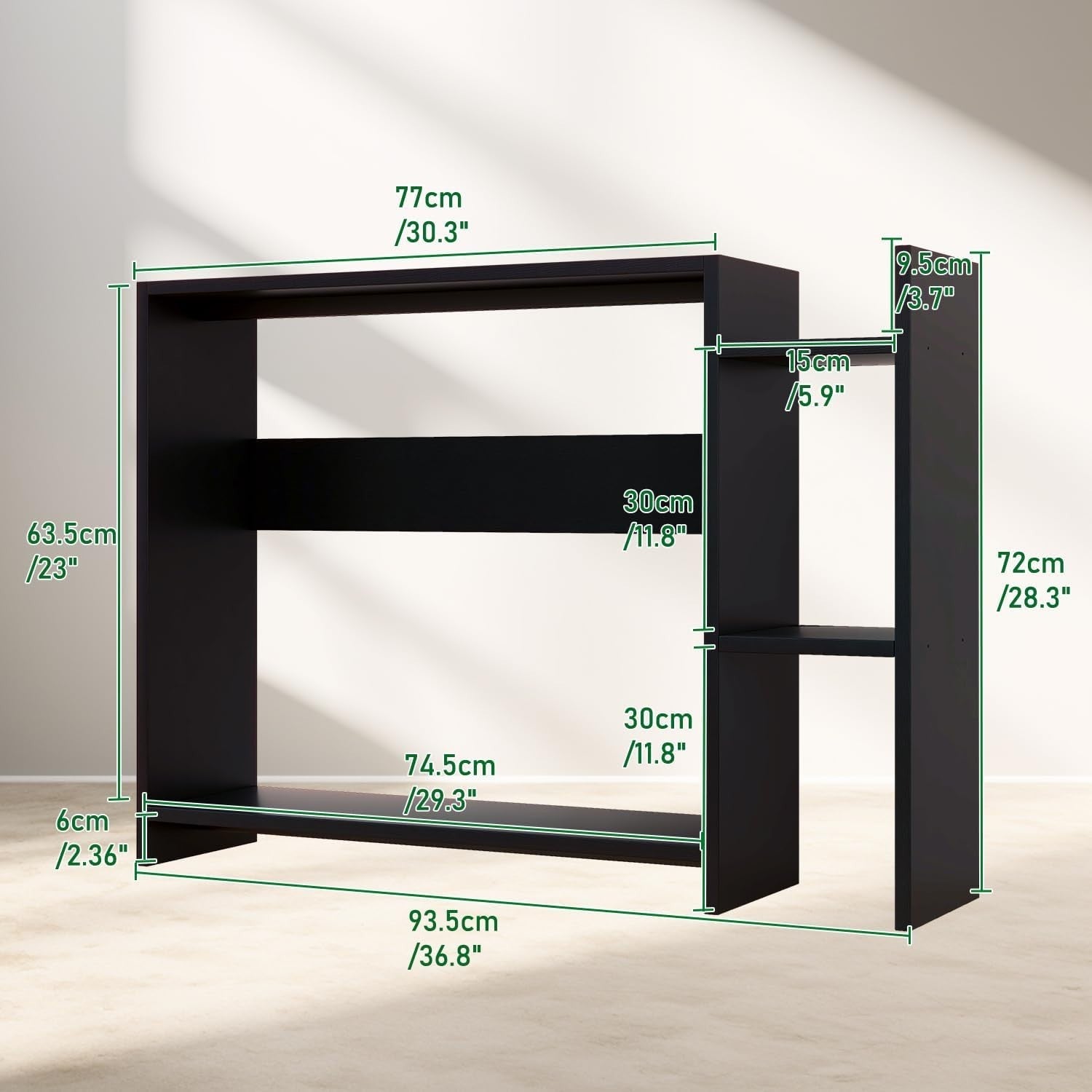 2-Tier Desktop Bookshelf 94cm Desk Shelf Organiser Monitor Riser Space-Saving