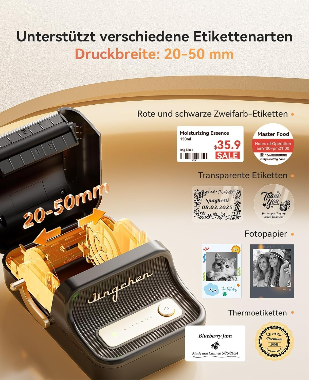 B21 Pro Portable Thermal Label Printer Inkless Black 50x30mm