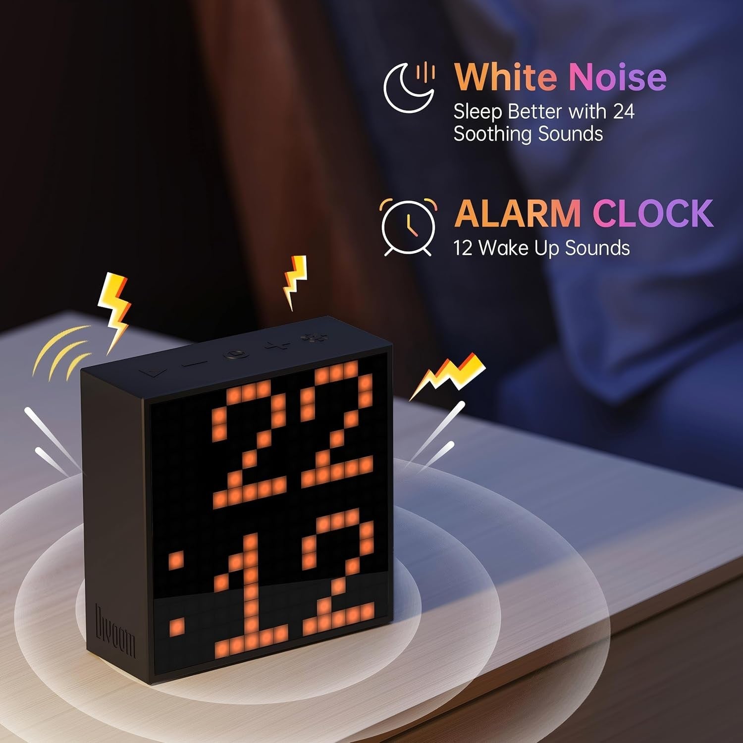 Pixel Art Bluetooth Speaker Alarm Clock LED Display App Control Desk Decor