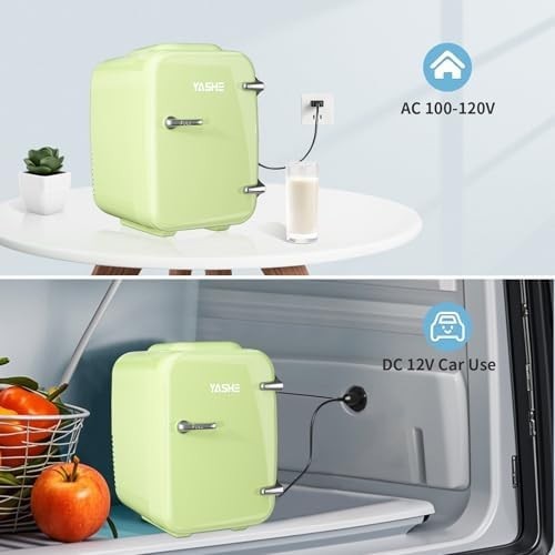 4L Mini Fridge Cooler & Warmer | Portable AC/DC, 6 Cans, Skincare Green