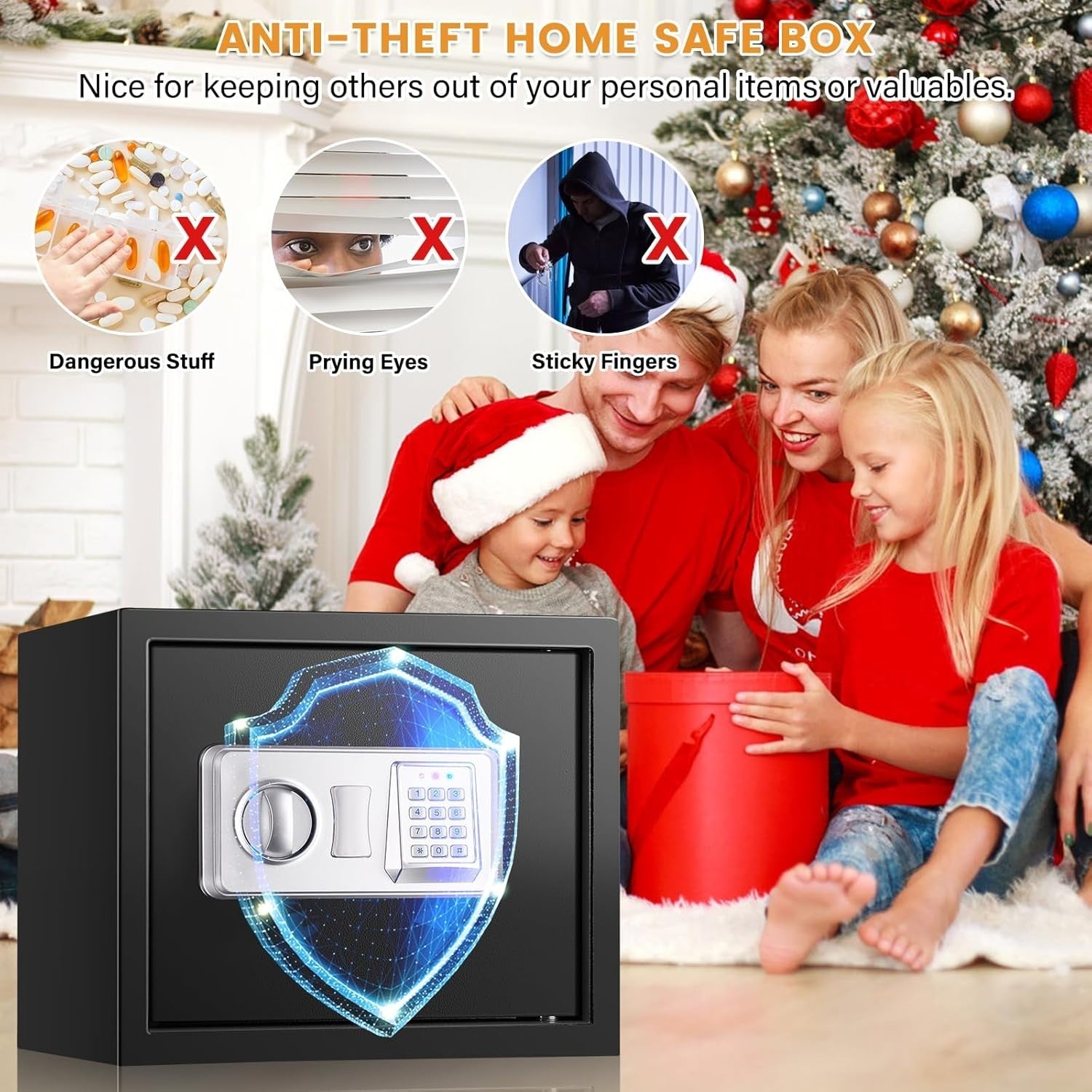 34L Digital Safe Box Alarm Silent Mode A4 Document Money Safe