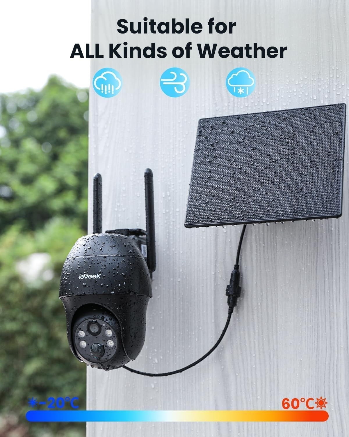 4G LTE Solar Security Camera 2K PTZ Wireless No WiFi SIM Card
