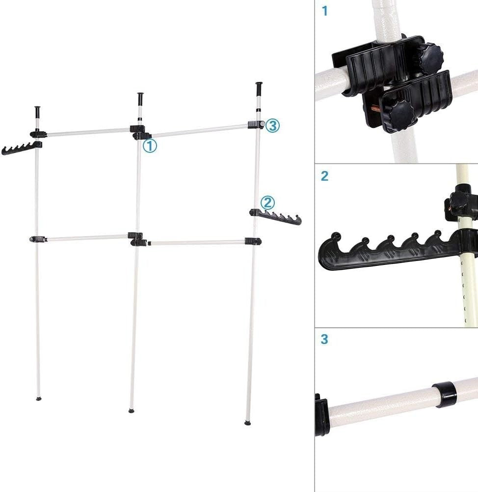 Telescopic Coat Hanger Garment Rack Wardrobe Shelves 60kg Sliver or Grey
