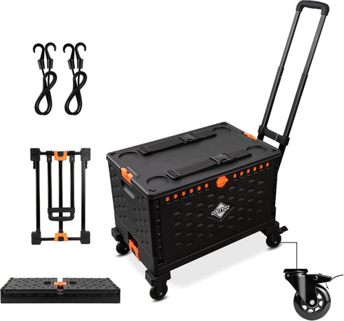 Foldable Shopping Trolley Utility Cart 60L Removable Box 360° Wheels