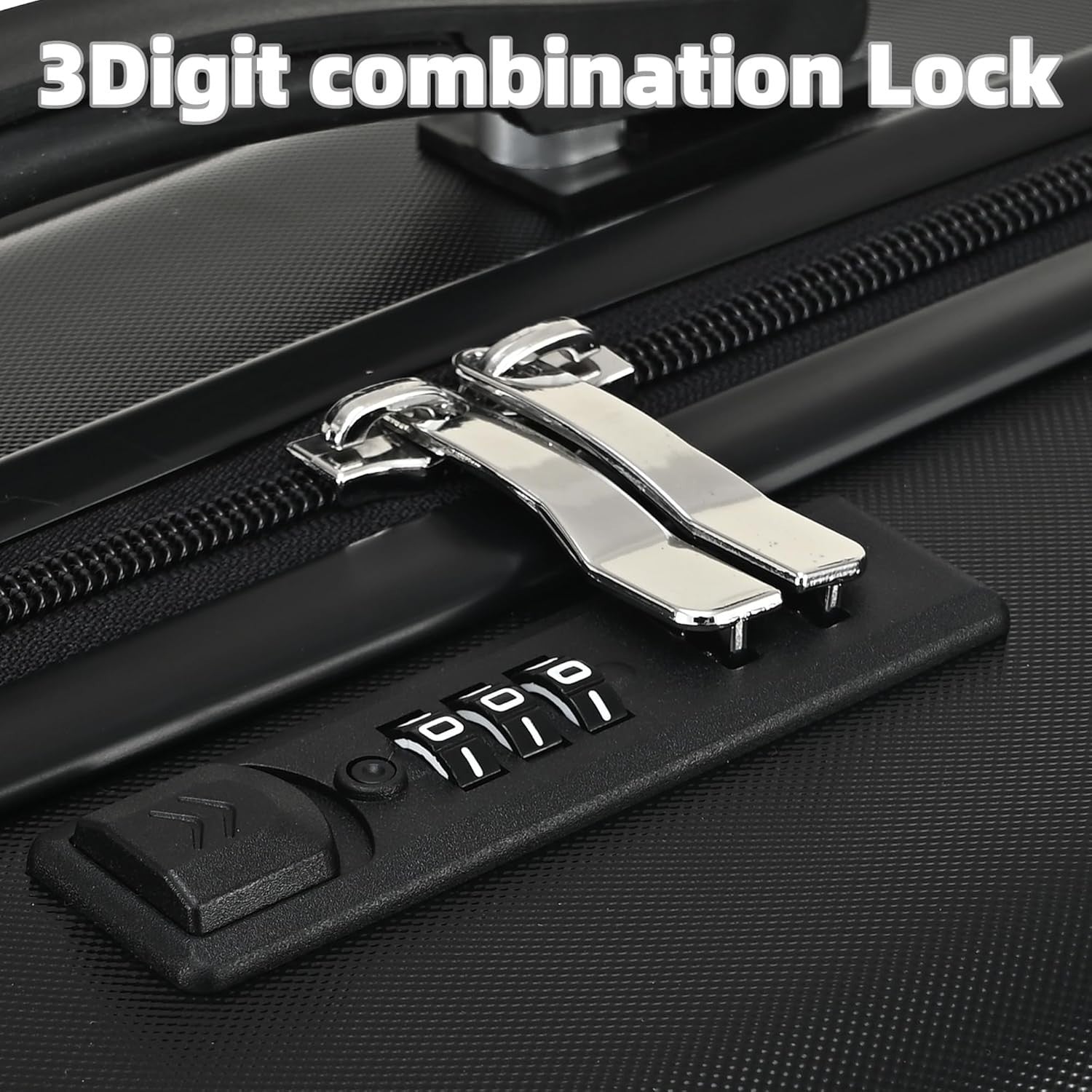 24 Inch Medium Hard Shell Suitcase PC ABS Lightweight 4 Spinner Lock Black