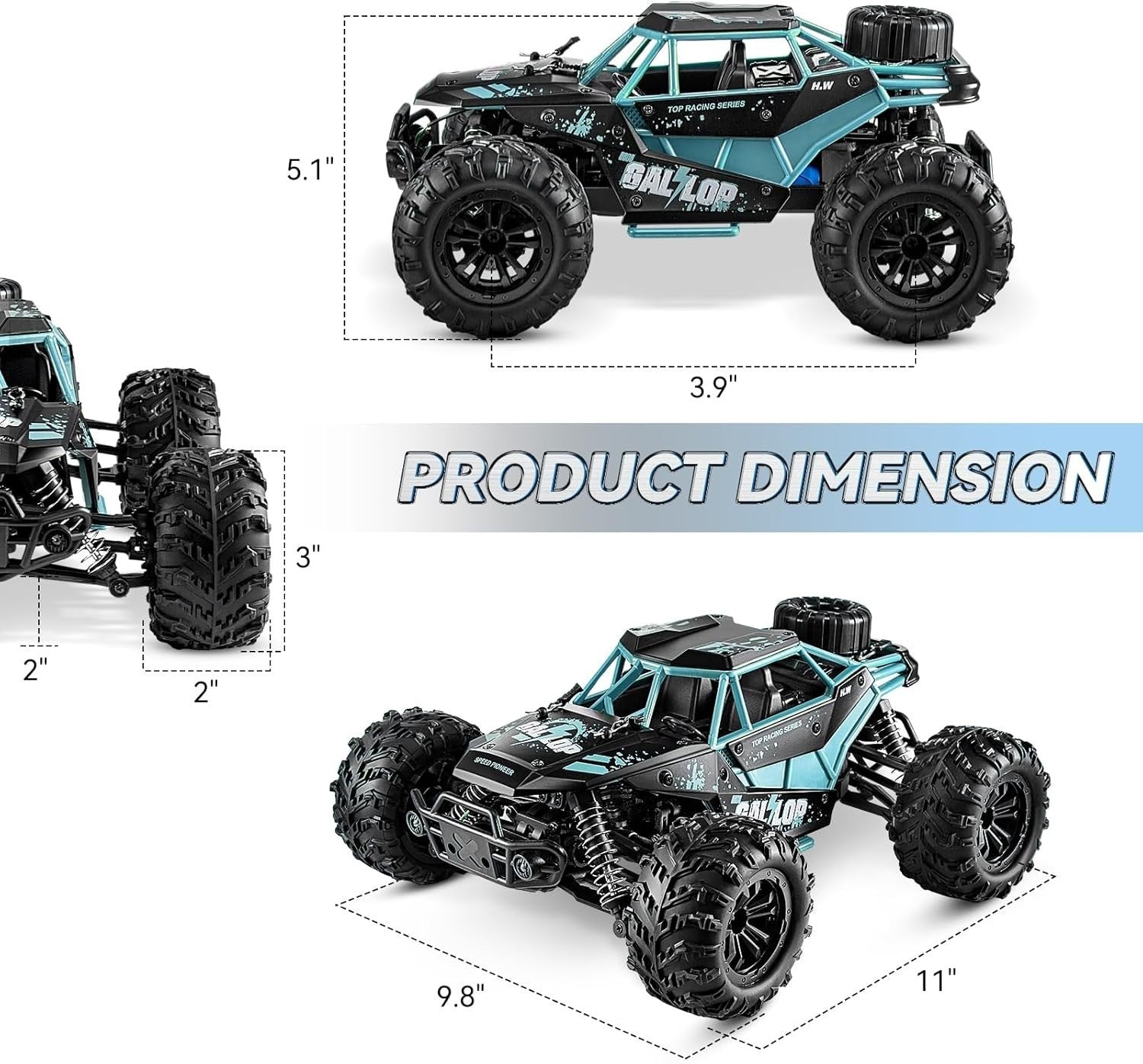 Fast 1:16 RC Truck 4WD 22MPH Off-Road Car with Dual Batteries Boys 14+ Gift