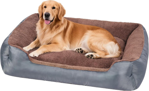 XXXL Dog Bed 110x90cm Washable Calming Bolster Grey