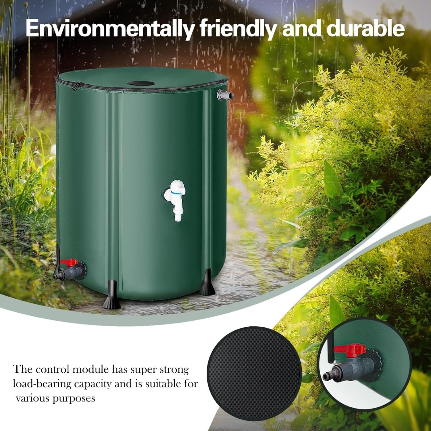 Large Collapsible Garden Water Butt 66Gal Portable Rain Barrel Grey