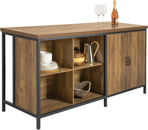 Vintage Brown Kitchen Island Storage Unit with 170cm Worktop & Flexible Shelving