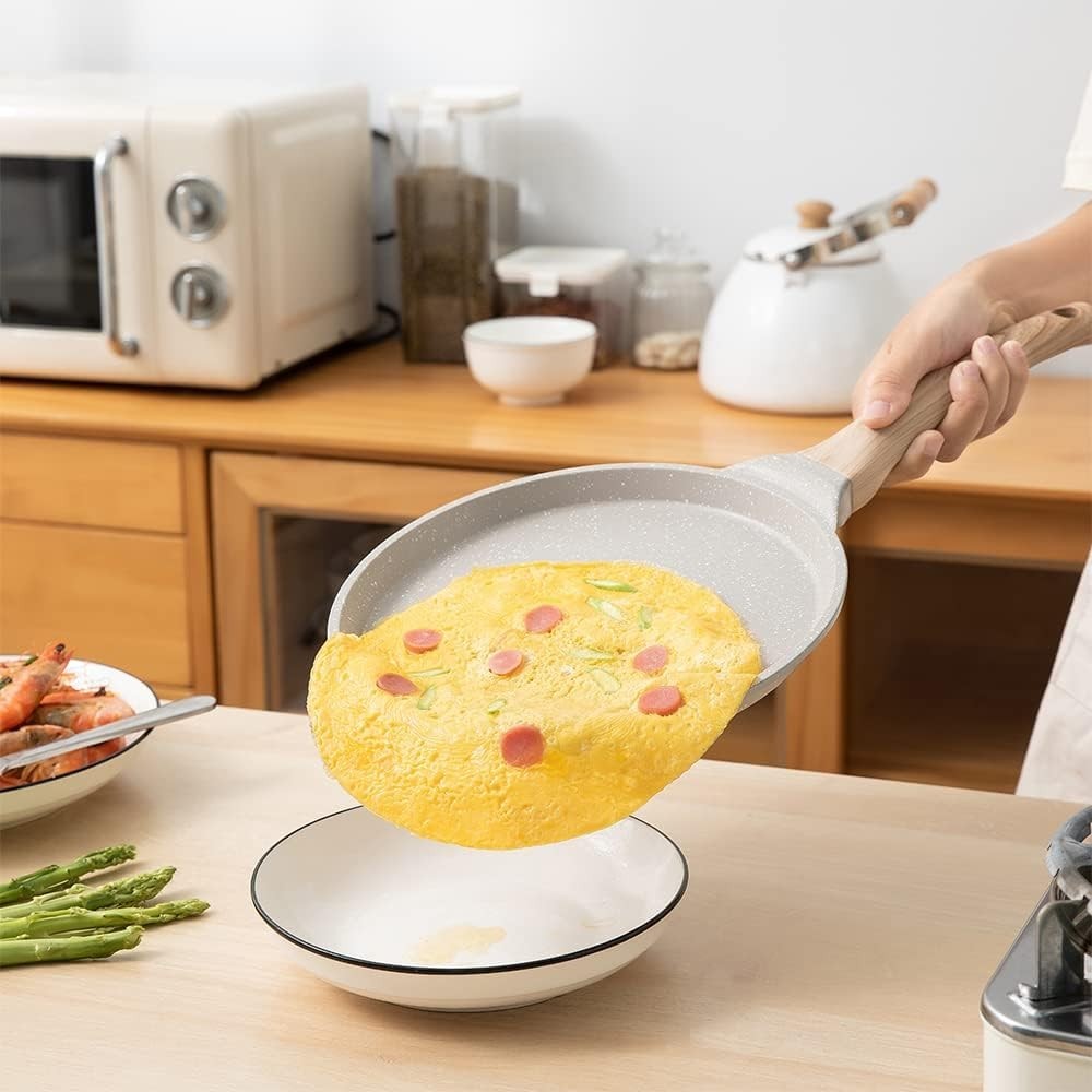 Non Stick Crepe Pan 20cm White Cast Pancake Skillet Induction Compatible