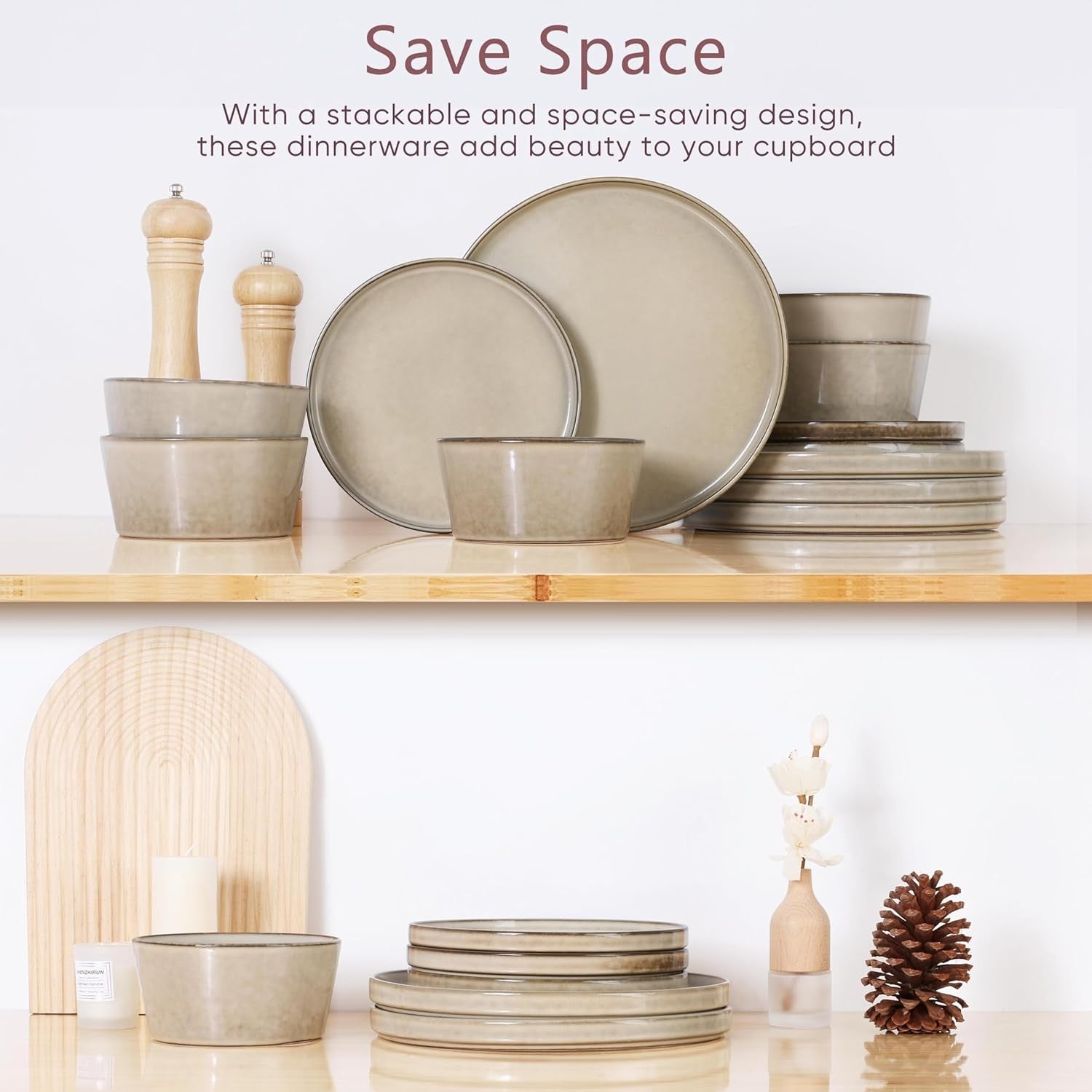 12pc Stoneware Dinner Set Plates Bowls Dishwasher Microwave Safe