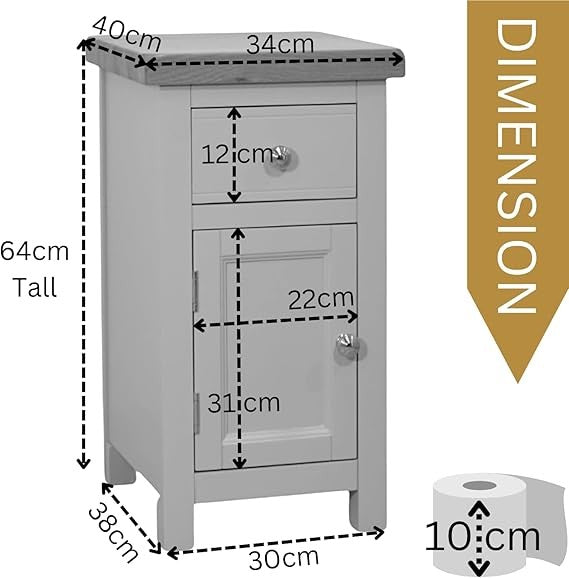 Snow White Bedside Cabinet Drawer & Cupboard | Fully Assembled Unit