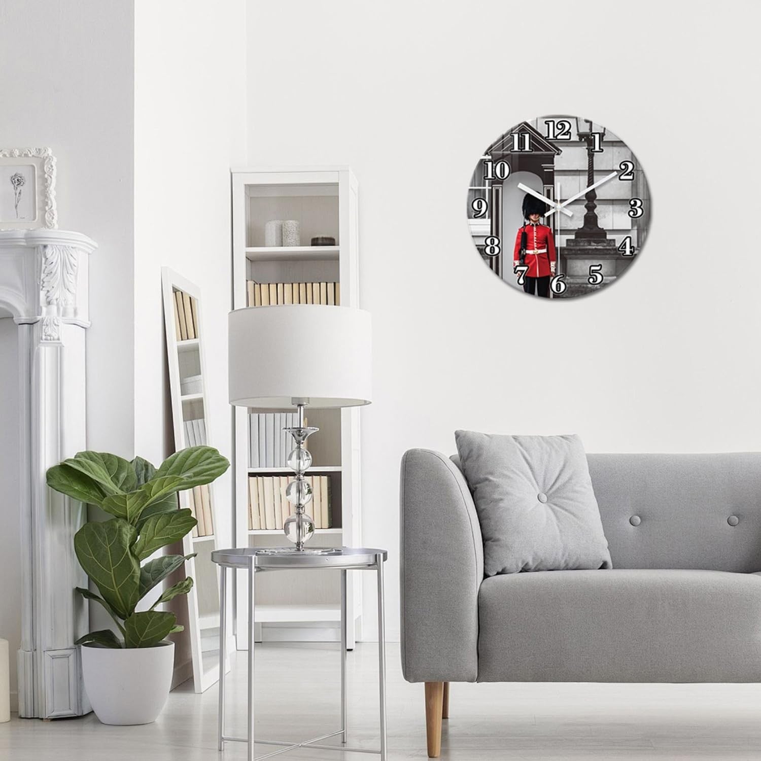14" London Guard Wall Clock Silent Glass Modern Round UK Decor