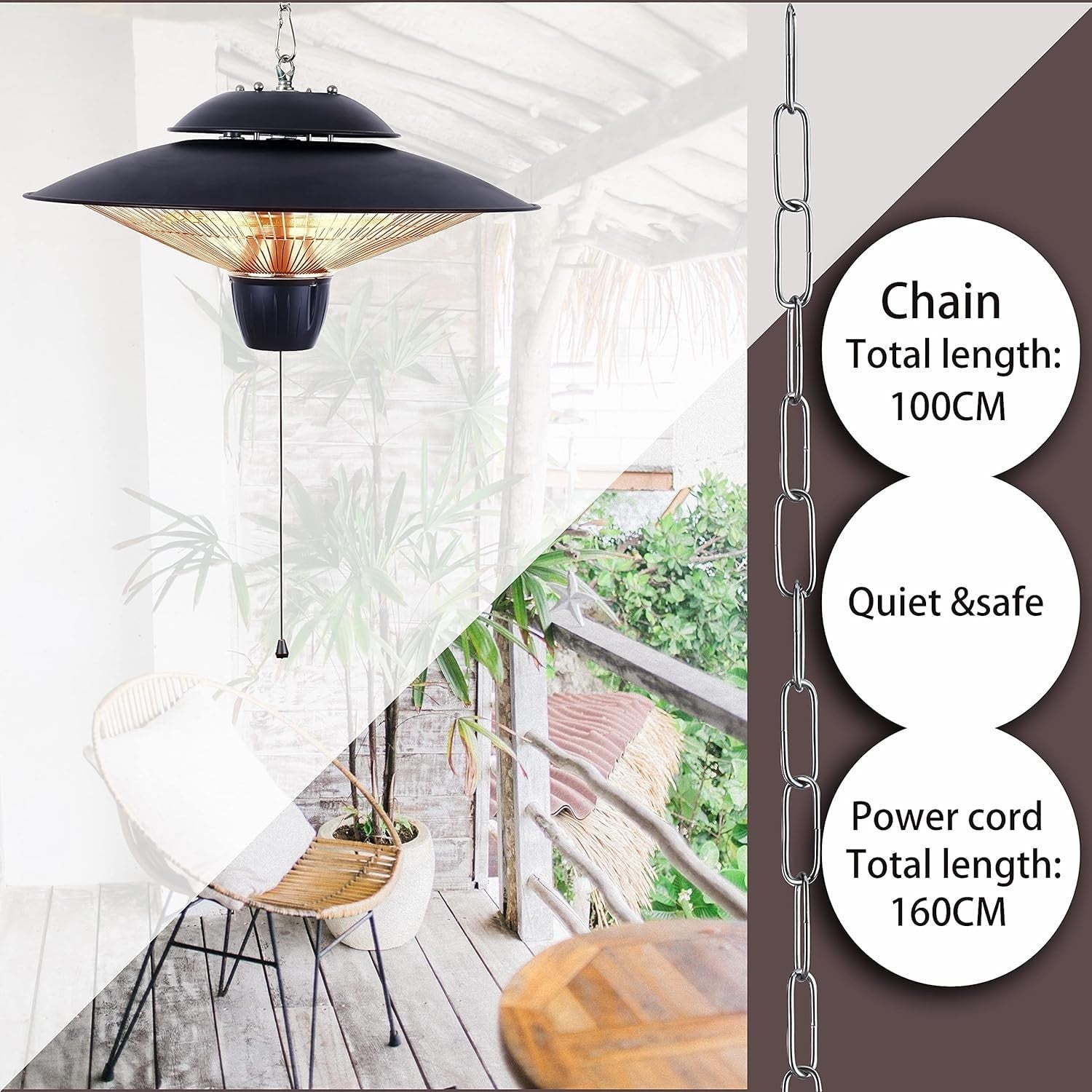 Ceiling Mounted Infrared Patio Heater 800W/2000W Fast & Silent Heating