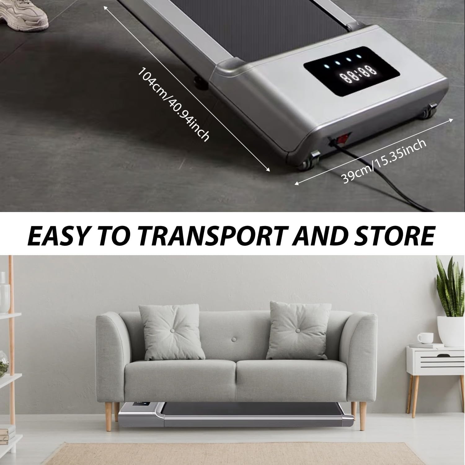 Under Desk Treadmill 1-12km/h Foldable Walking Pad with Bluetooth Speaker