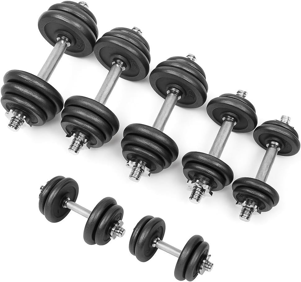 Cast Iron Adjustable Dumbbell Barbell Set 15kg Home Gym Strength Training