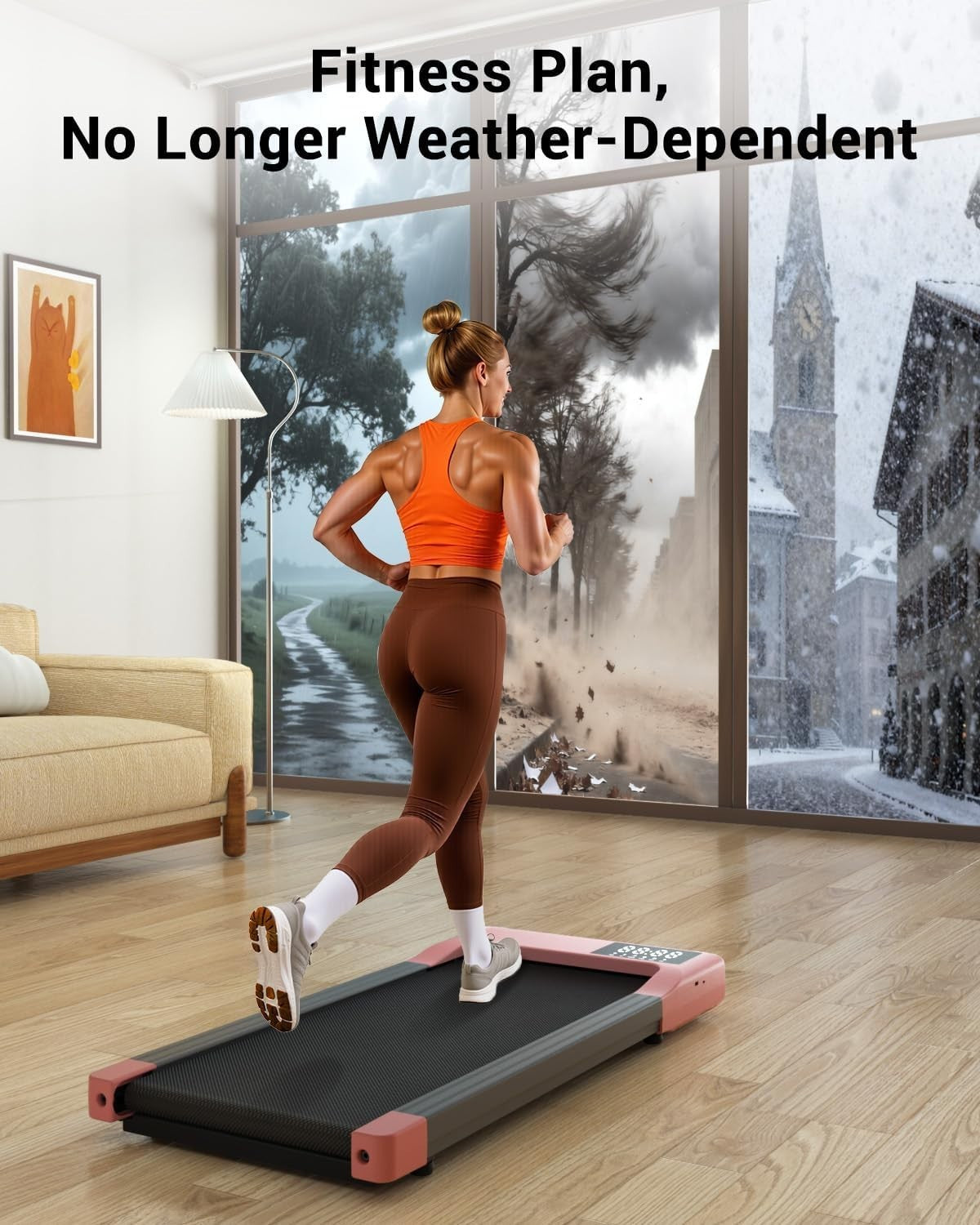 Under Desk Treadmill Portable Walking Pad with AI App & Shock Absorbing Belt