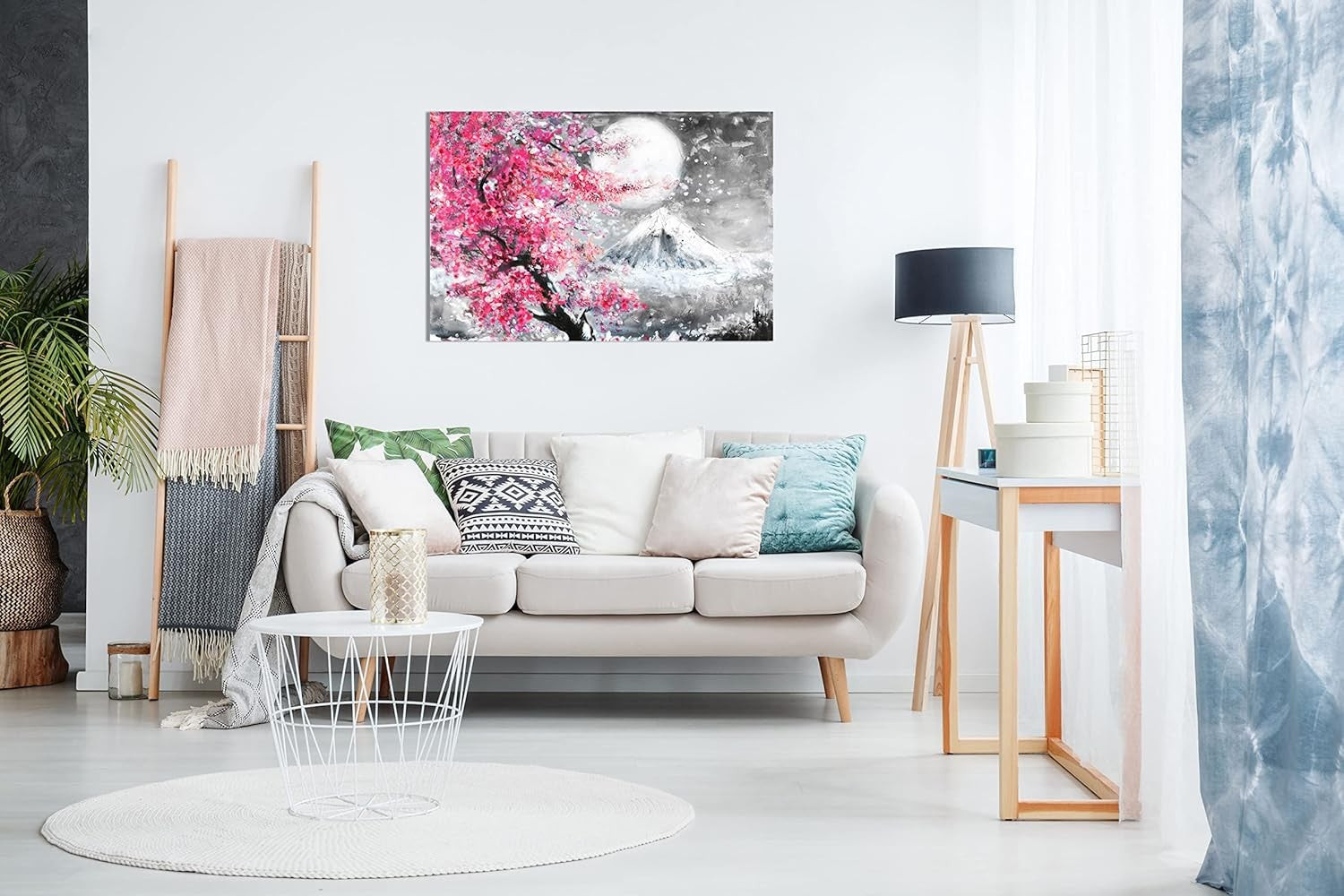 Pink Cherry Blossom Canvas Wall Art Japanese Landscape Small Home Decor Print