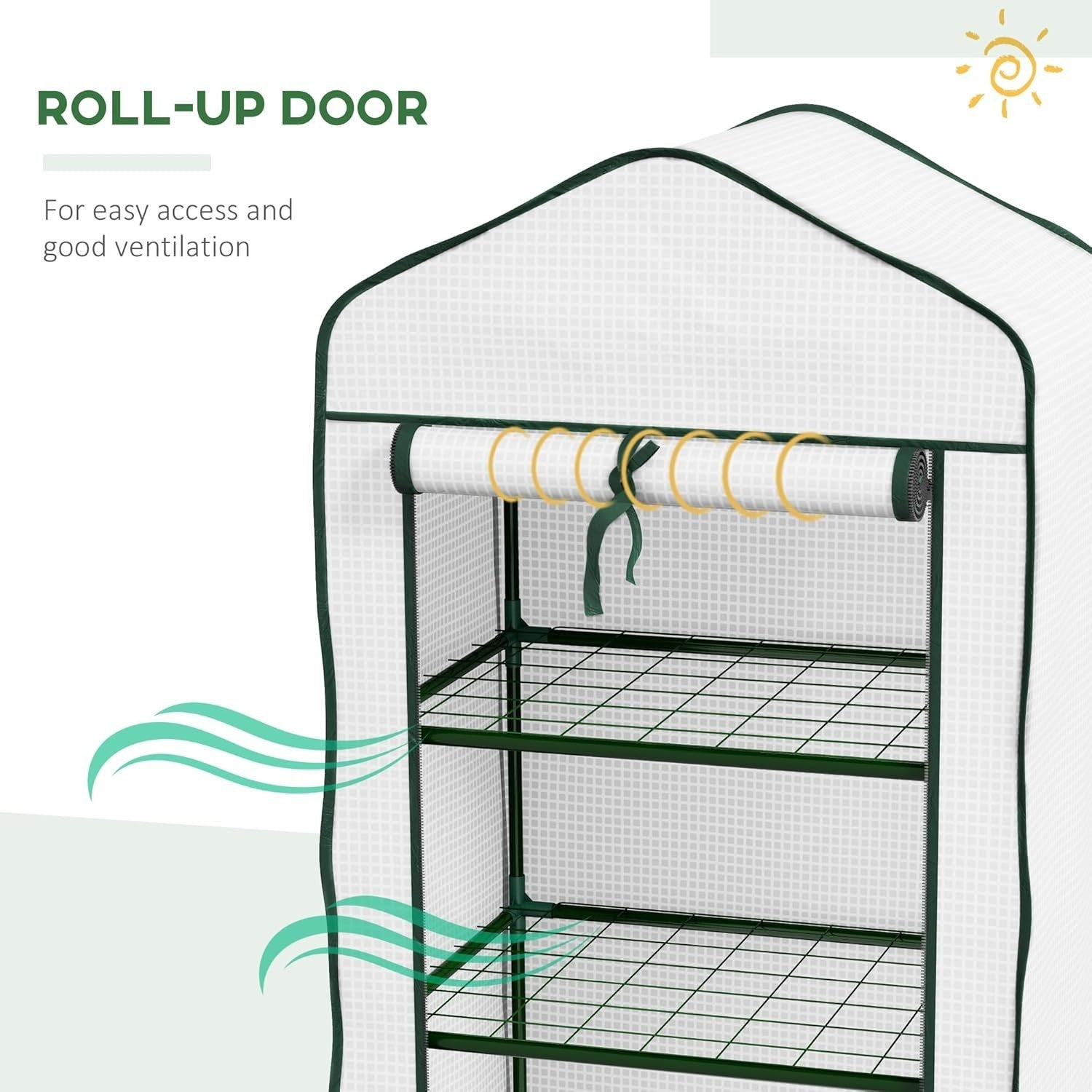 3 Tier Mini Greenhouse with Reinforced PE Cover Roll-Up Door for Plants
