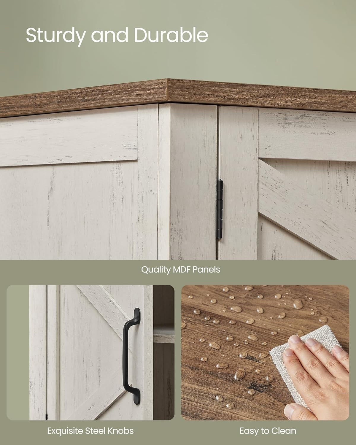 Rustic White 3-Tier Shoe Cabinet with Adjustable Shelf & Sturdy Legs 80x35x70.5c