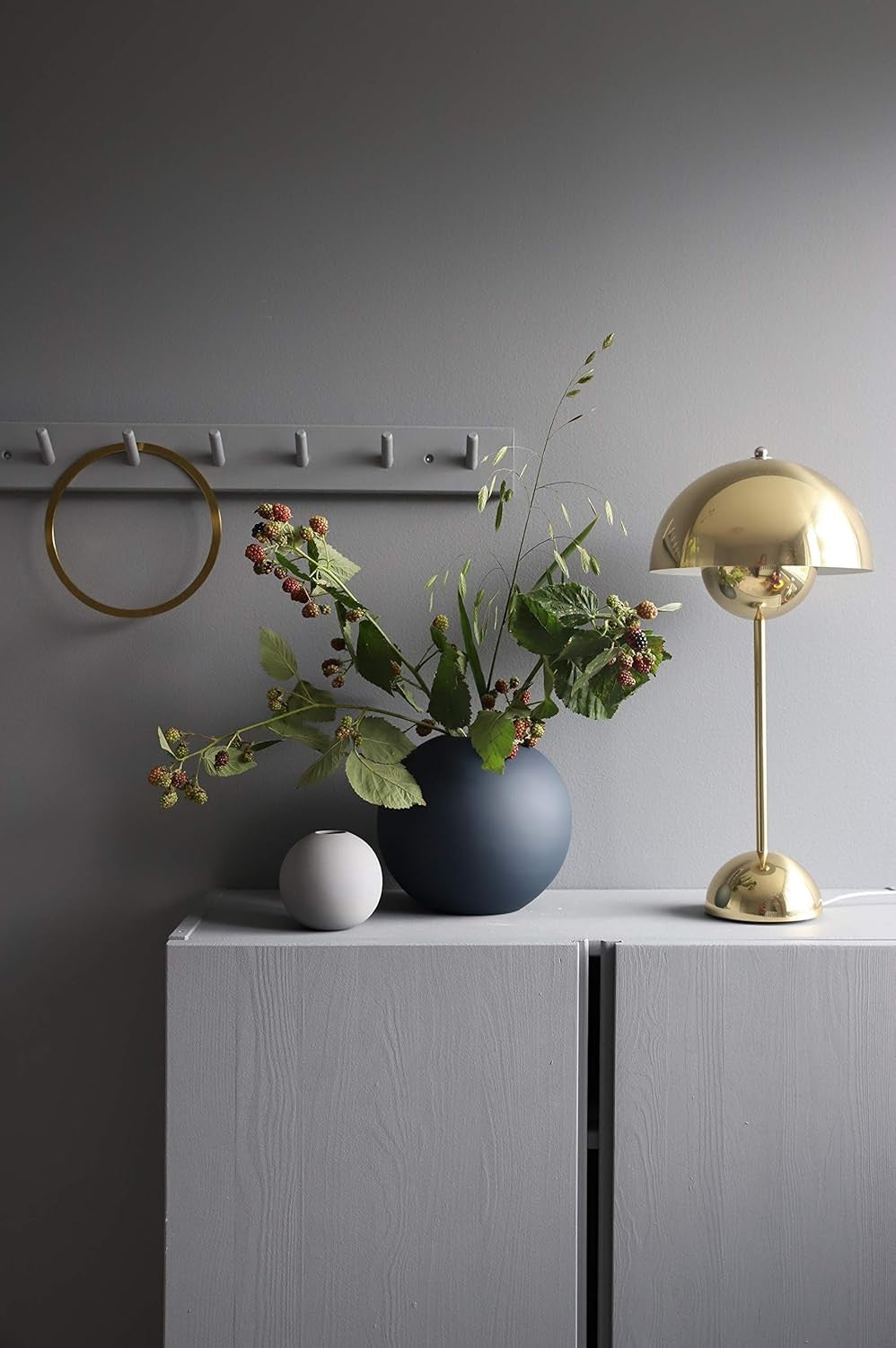 Midnight Blue Ceramic Ball Vase 20cm Modern Round Table Home Decor