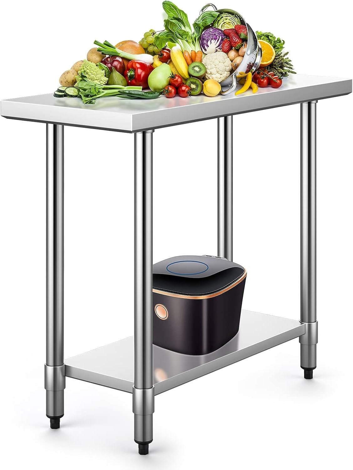 Stainless Steel Catering Table 122x76cm Heavy Duty Prep Workbench 250kg Shelf