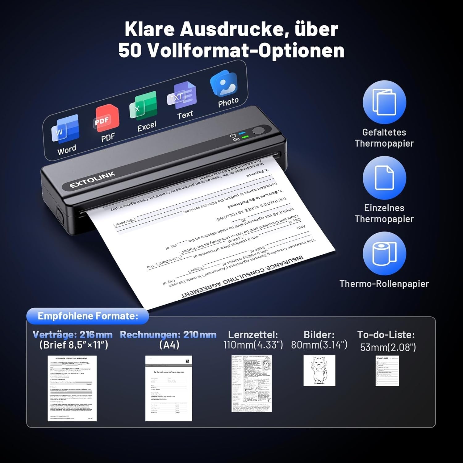 A4 Portable Thermal Printer Bluetooth Inkless + Case