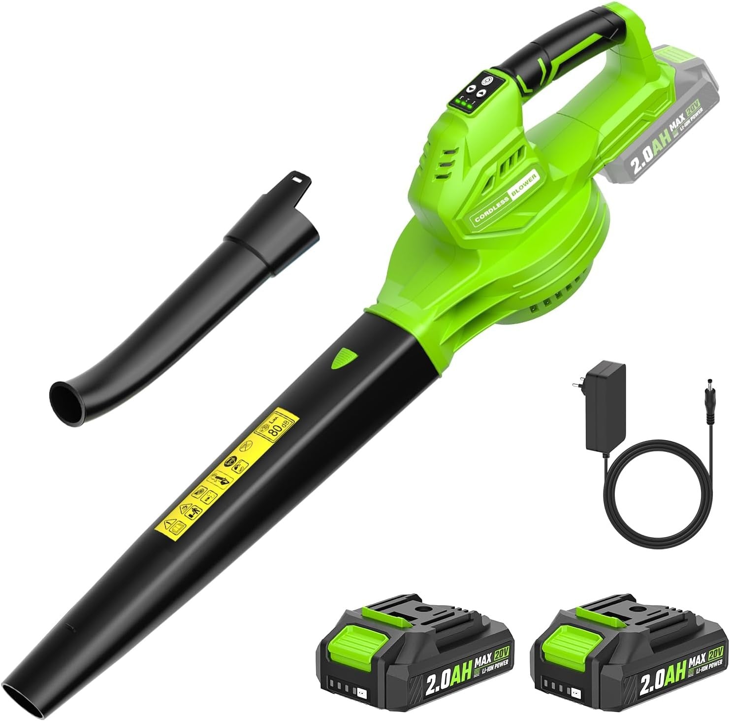 Cordless Leaf Blower 20V Dual Battery Lightweight 3 Speed Garden Cleaner