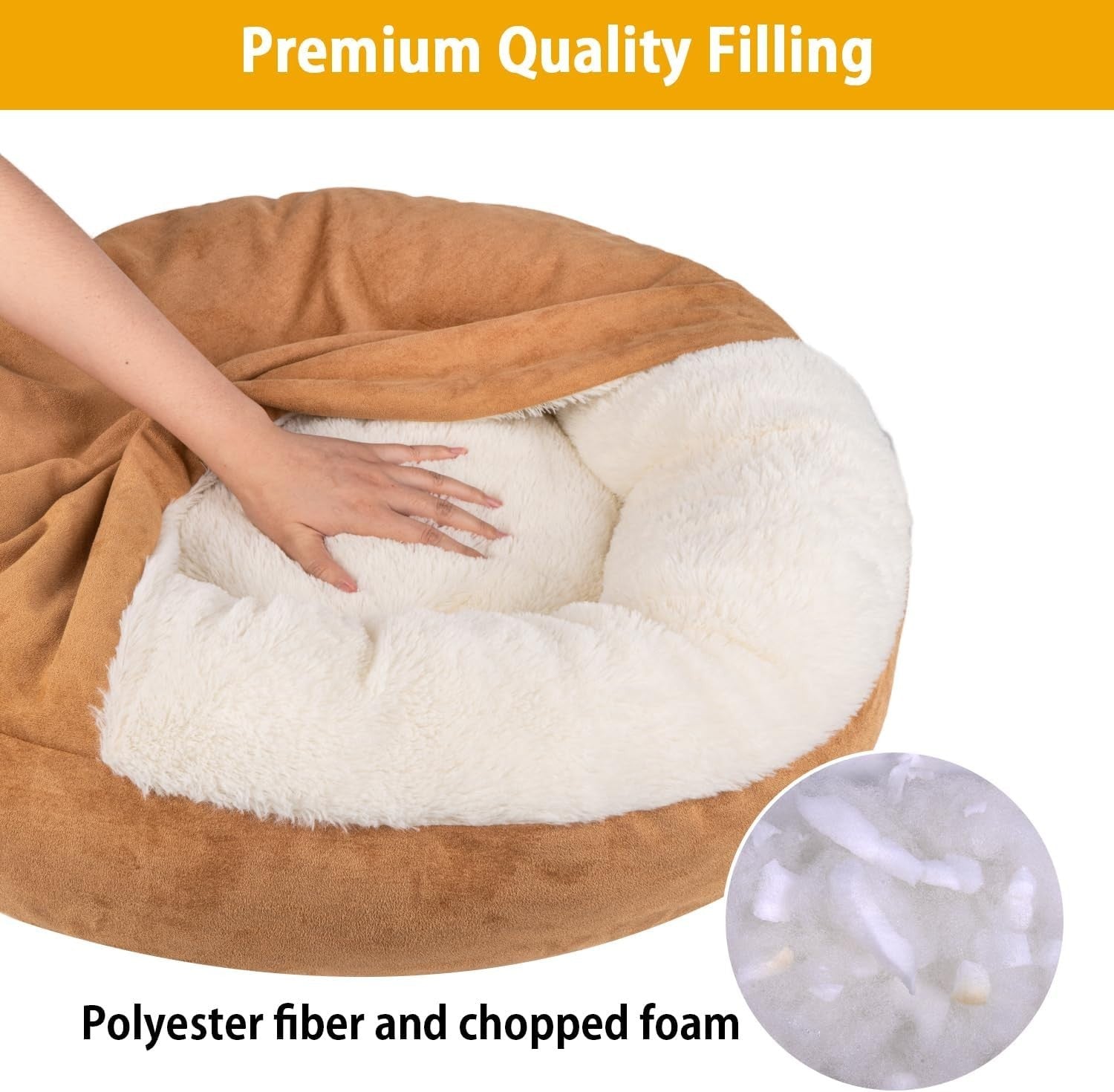 Large Hooded Donut Dog Bed 77x77x20cm Washable