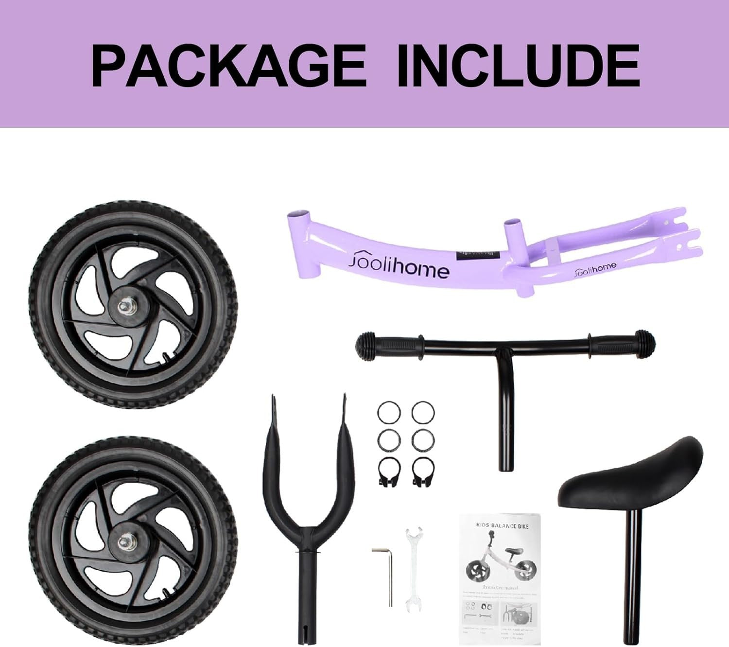 12" Kids Balance Bike Adjustable Seat Handlebar No Pedal Toddler Bike Purple