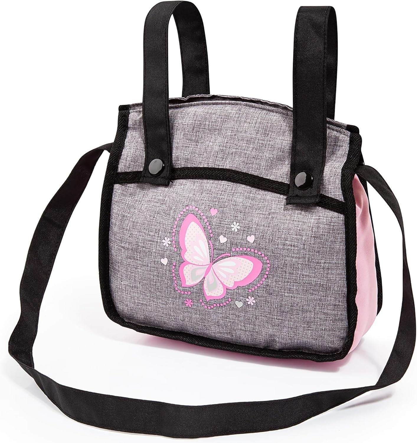 Convertible Doll Pram Stroller Foldable Adjustable Handle with Bag Butterfly