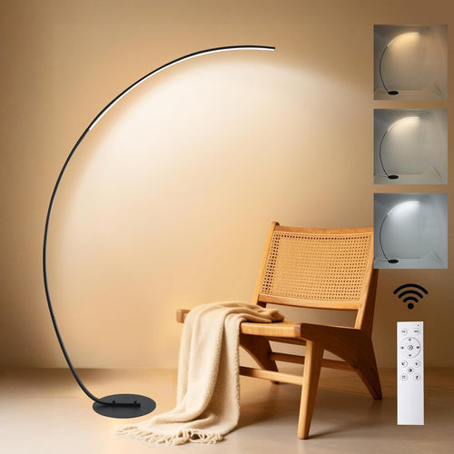 Arc LED Floor Lamp Black 40W Dimmable Reading Light 3 Color Modes