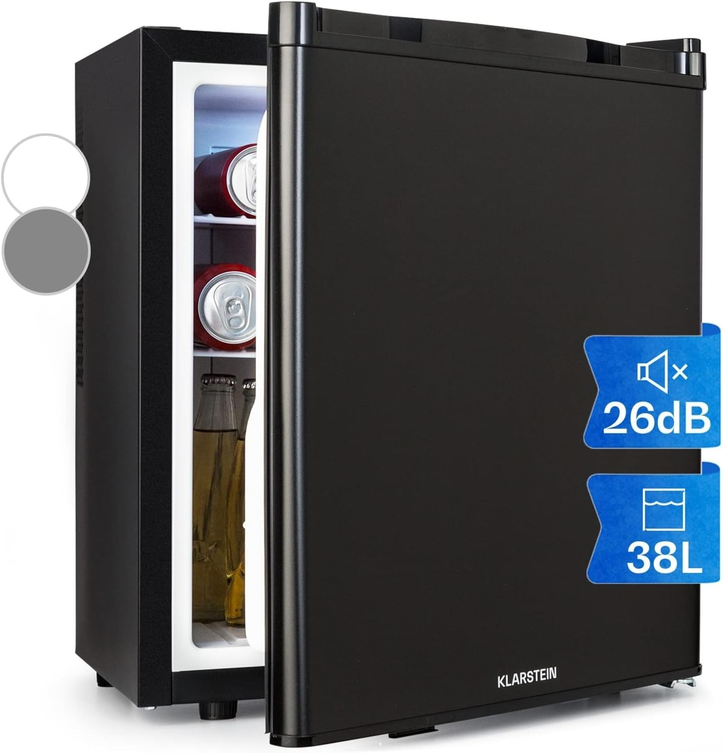 38L Mini Fridge Black Portable Cooler and Drinks Fridge Adjustable Shelves