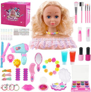 Hair Styling Head Doll Playset with Dryer Makeup Tools 42pcs