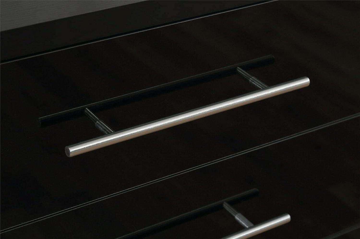 Black Gloss Chest 8 Drawers Bedroom Storage Cabinet Metal Handles Modern