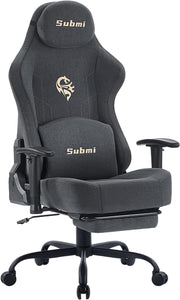 Gaming Chair 165° Recliner w/ Footrest Ergonomic Fabric 350lbs Grey