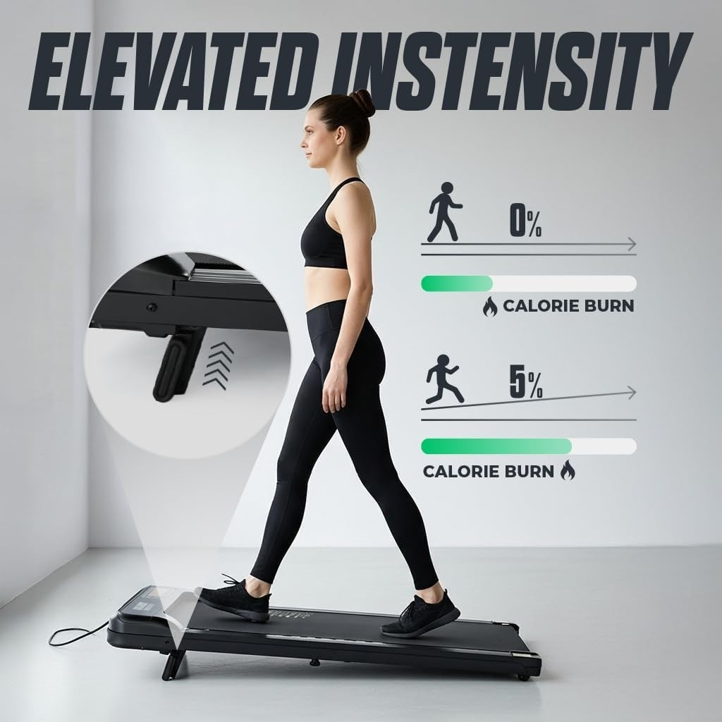 Compact Under Desk Walking Treadmill 2.5HP Quiet Motor Incline Home Office