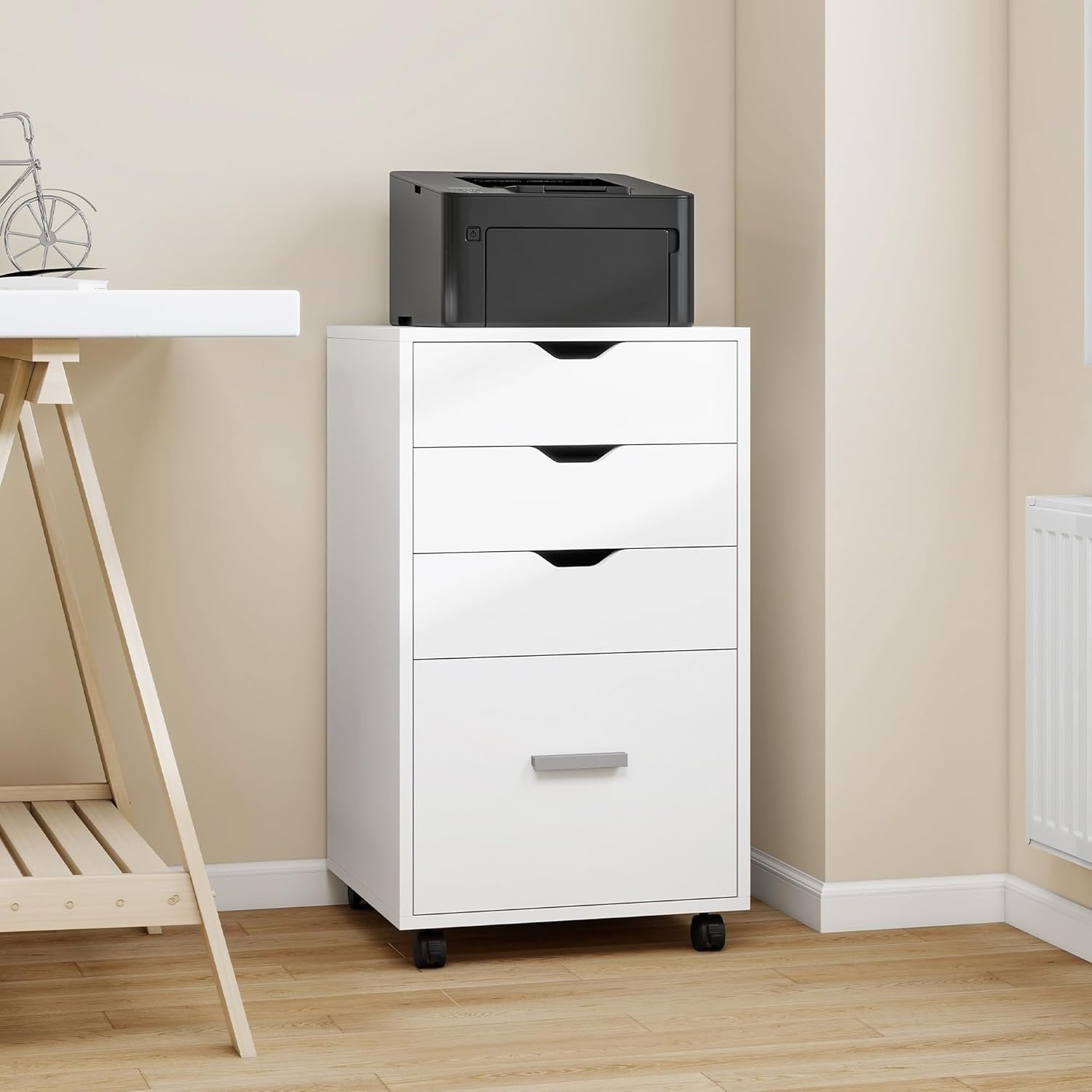 Rolling 4 Drawer File Cabinet Under Desk Storage Printer Stand Wheels