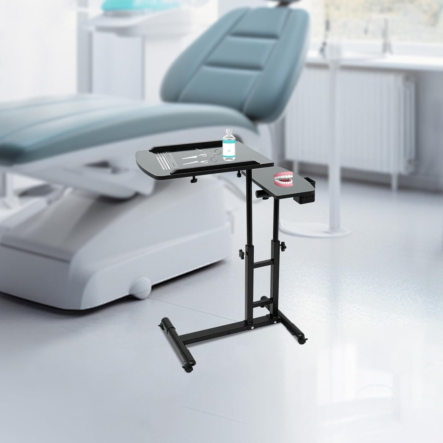 Tattoo Workstation Adjustable Dual Tray Rolling Stand Portable Studio