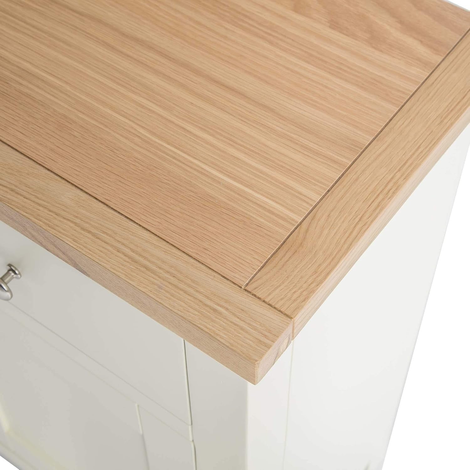 Cream Small Sideboard Storage Cabinet 2 Drawer 2 Door Oak Top for Kitchen