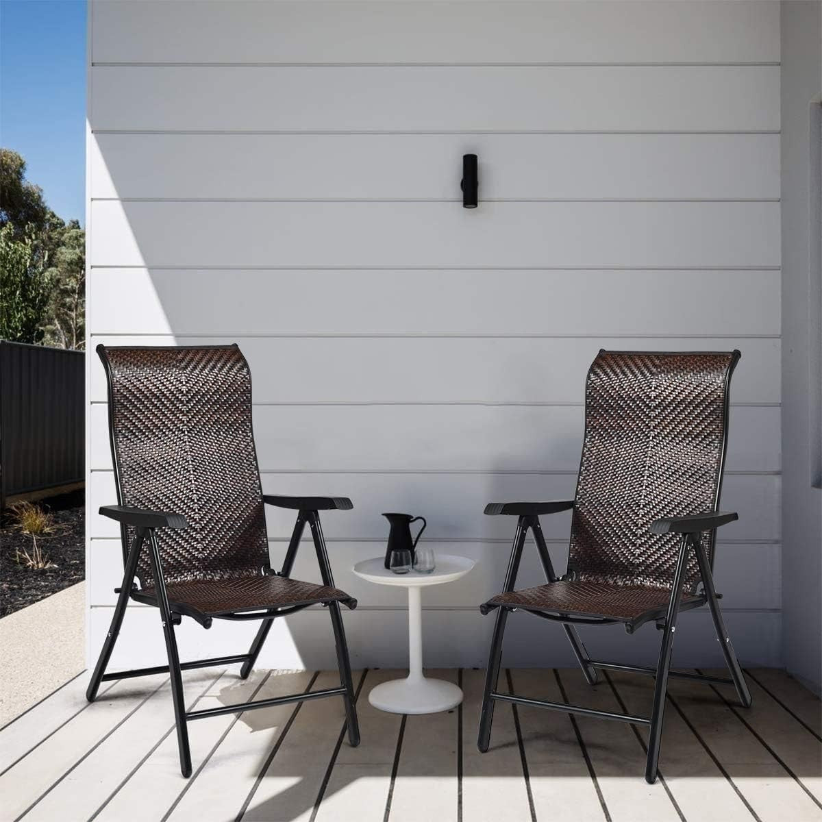 Outdoor Rattan Folding Chair Adjustable Recliner Patio Garden Lounge Seat