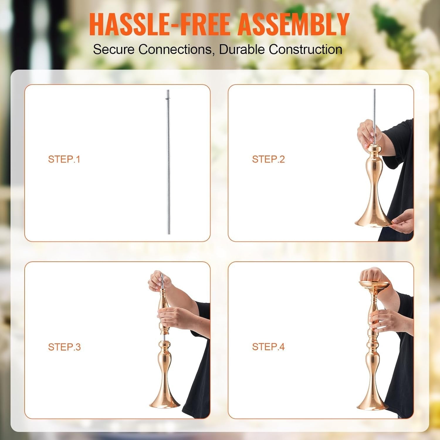 Gold Wedding Flower Stand 50cm Tall Metal Centerpiece Vase Event Decor