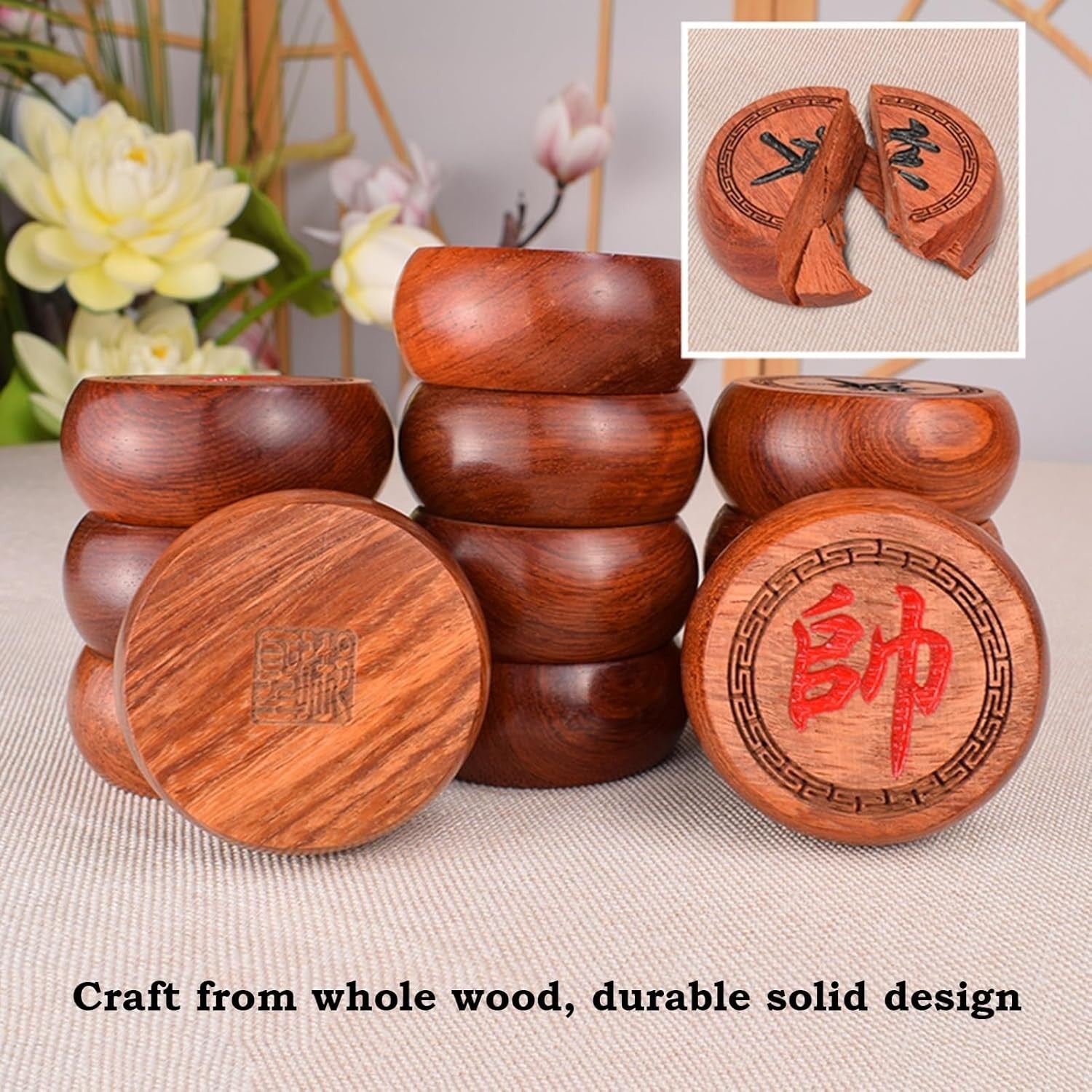 Rosewood Xiangqi Chinese Chess Set Large Wooden Board Strategy Game