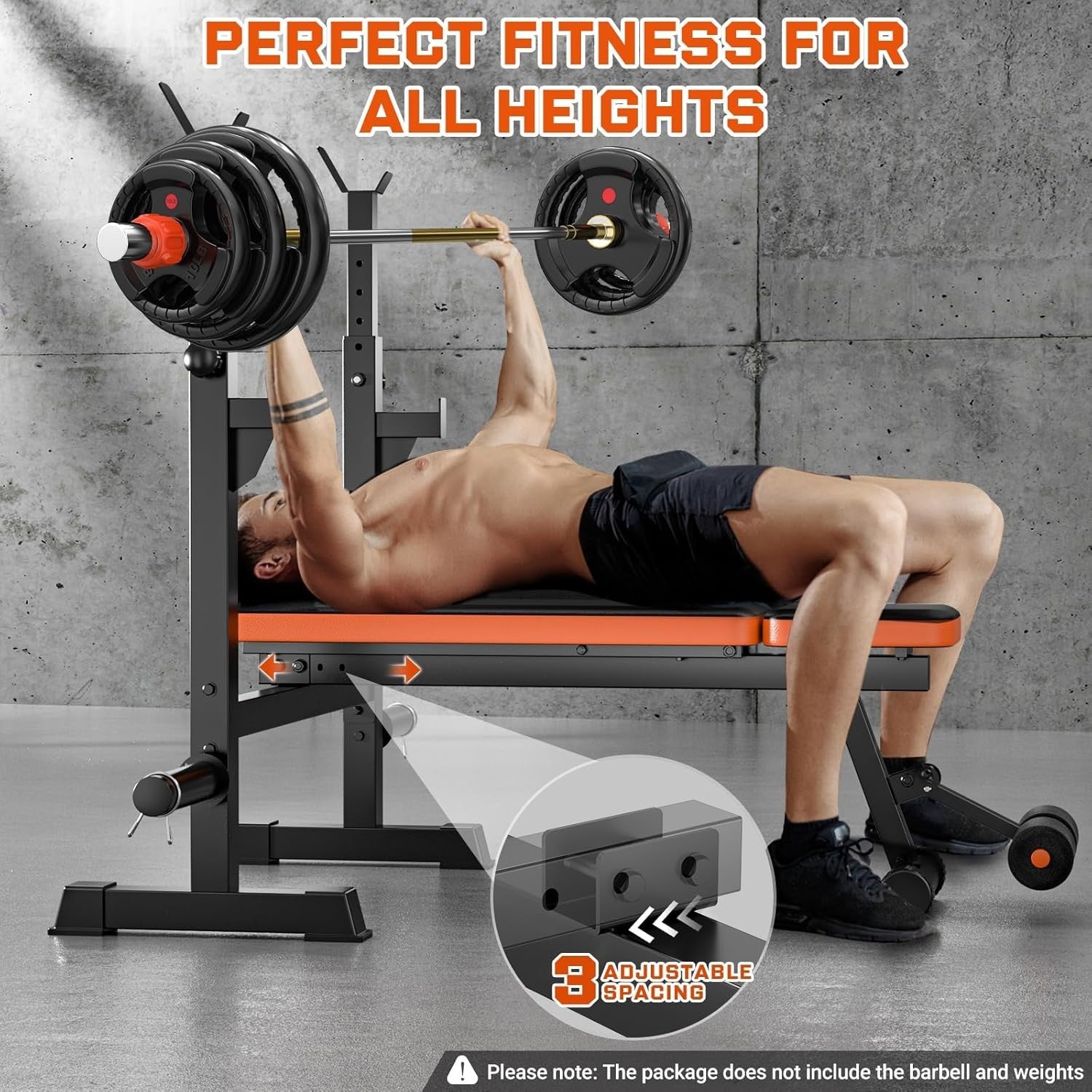 5-in-1 Weight Bench With Squat Rack 770lb Adjustable Home Gym